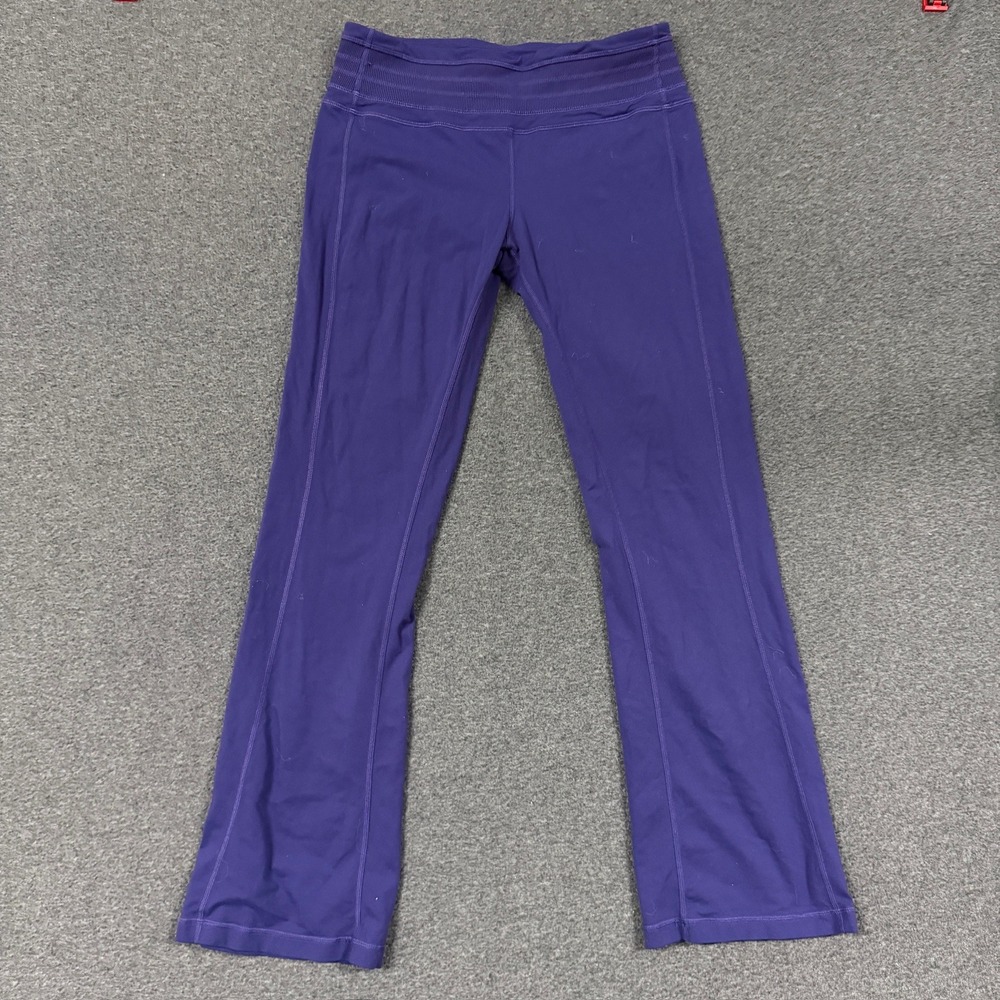 Prana Yoga Pants Womens M Purple Good Flare Leg Ribbed Waist Activewear Leggings